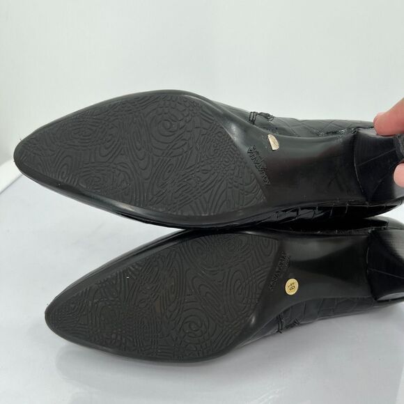 Aquatallia Women's Ankle Pump Pointy  Toe Size 8.5 Waterproof Black Croc Leather - Picture 9 of 12
